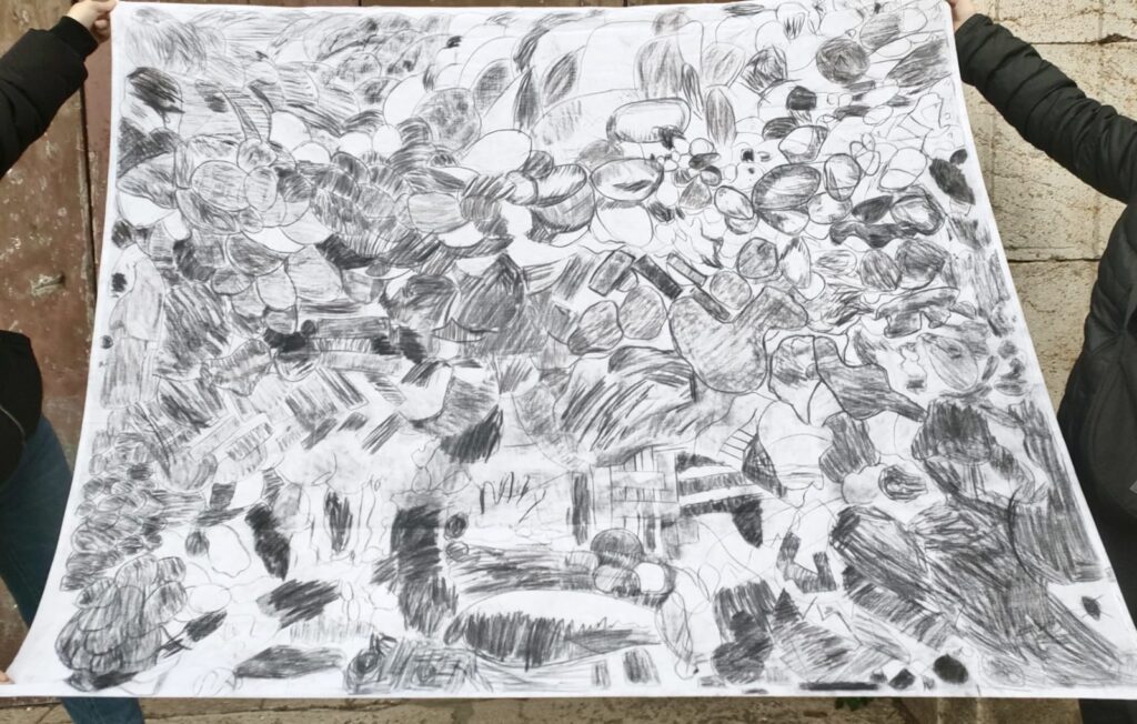 Residenza artistica a Bovino - semi nel vento - tecnica del frottage